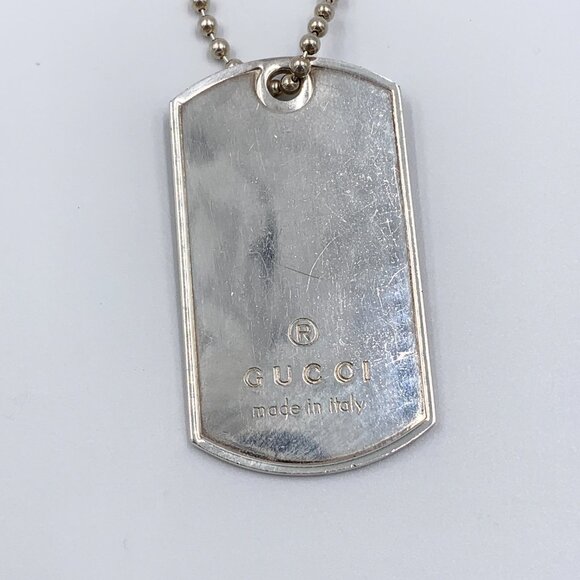 Authentic Gucci 925 Silver Dog Tag Pendant Necklace - Picture 5 of 11